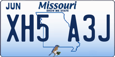 MO license plate XH5A3J