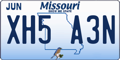 MO license plate XH5A3N
