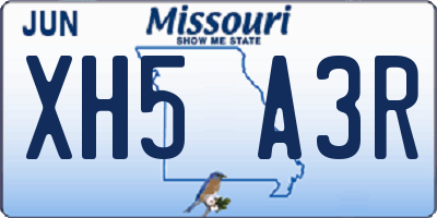 MO license plate XH5A3R