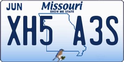 MO license plate XH5A3S