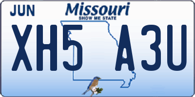 MO license plate XH5A3U