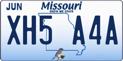 MO license plate XH5A4A