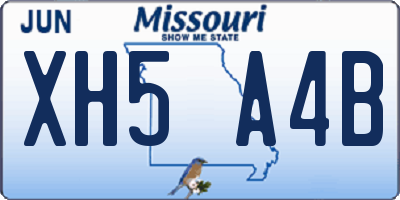 MO license plate XH5A4B