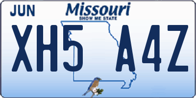 MO license plate XH5A4Z