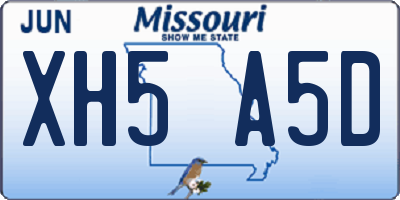 MO license plate XH5A5D