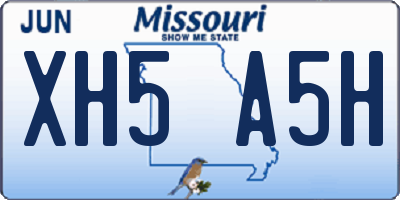 MO license plate XH5A5H