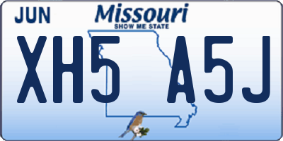 MO license plate XH5A5J