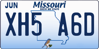 MO license plate XH5A6D