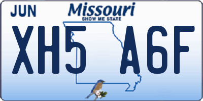 MO license plate XH5A6F