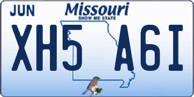 MO license plate XH5A6I