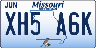 MO license plate XH5A6K