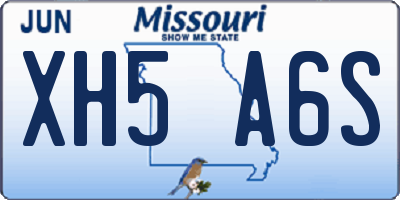 MO license plate XH5A6S