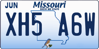 MO license plate XH5A6W