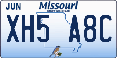MO license plate XH5A8C