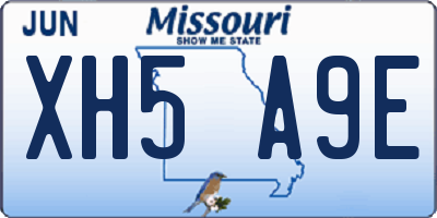 MO license plate XH5A9E