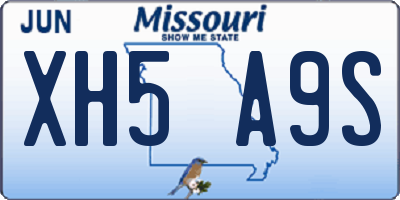 MO license plate XH5A9S