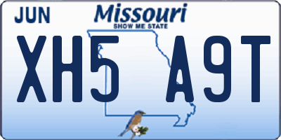 MO license plate XH5A9T