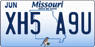 MO license plate XH5A9U