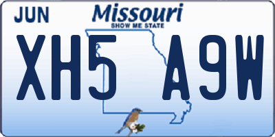 MO license plate XH5A9W