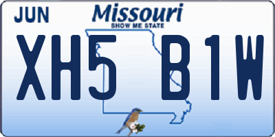 MO license plate XH5B1W