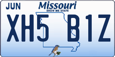 MO license plate XH5B1Z