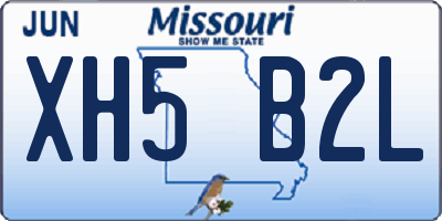 MO license plate XH5B2L
