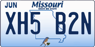 MO license plate XH5B2N