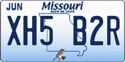 MO license plate XH5B2R