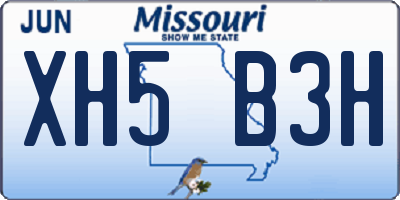 MO license plate XH5B3H