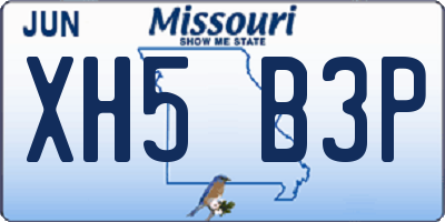 MO license plate XH5B3P