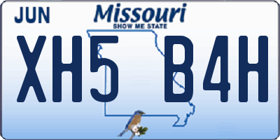 MO license plate XH5B4H