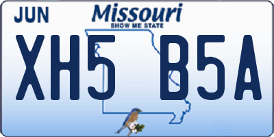 MO license plate XH5B5A