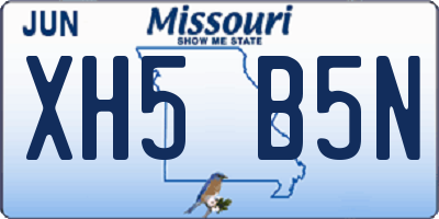 MO license plate XH5B5N