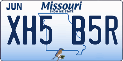 MO license plate XH5B5R