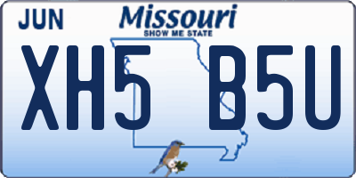 MO license plate XH5B5U