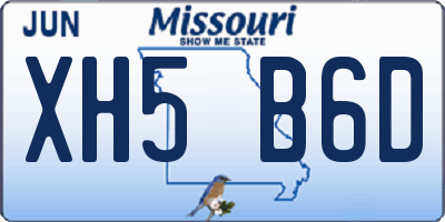 MO license plate XH5B6D