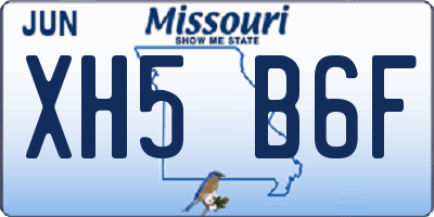 MO license plate XH5B6F