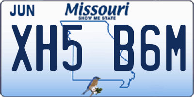 MO license plate XH5B6M