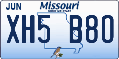 MO license plate XH5B8O