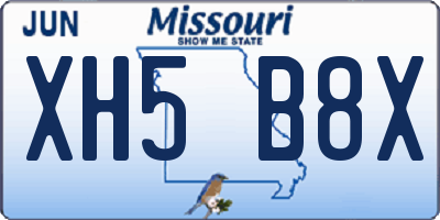 MO license plate XH5B8X