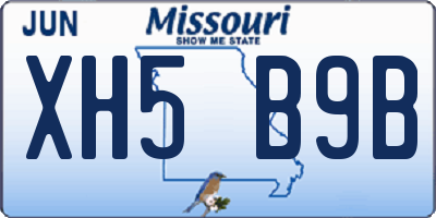 MO license plate XH5B9B