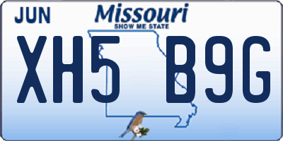 MO license plate XH5B9G