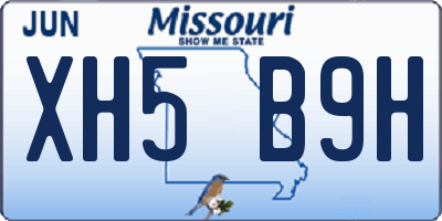 MO license plate XH5B9H