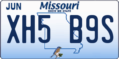 MO license plate XH5B9S