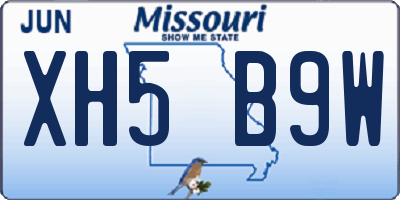 MO license plate XH5B9W