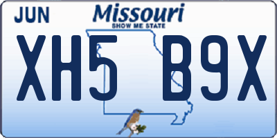 MO license plate XH5B9X