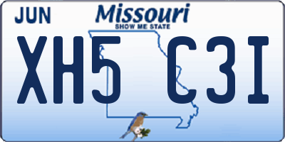 MO license plate XH5C3I