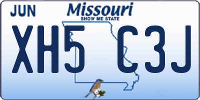 MO license plate XH5C3J