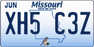 MO license plate XH5C3Z
