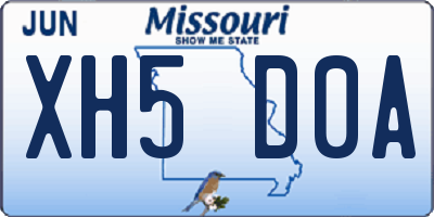 MO license plate XH5D0A